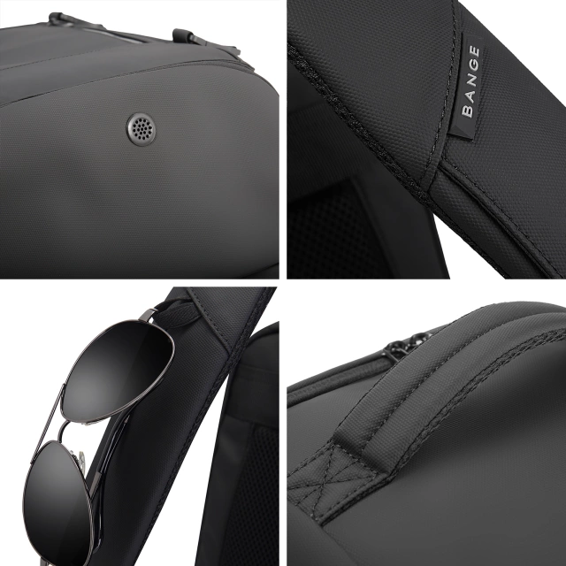 Водонепроникний рюкзак Bange для ноутбука 15.6", city traveler, 45х30х16 см, для роботи, літака, чоловічий, жіночий, з USB портом Чорний