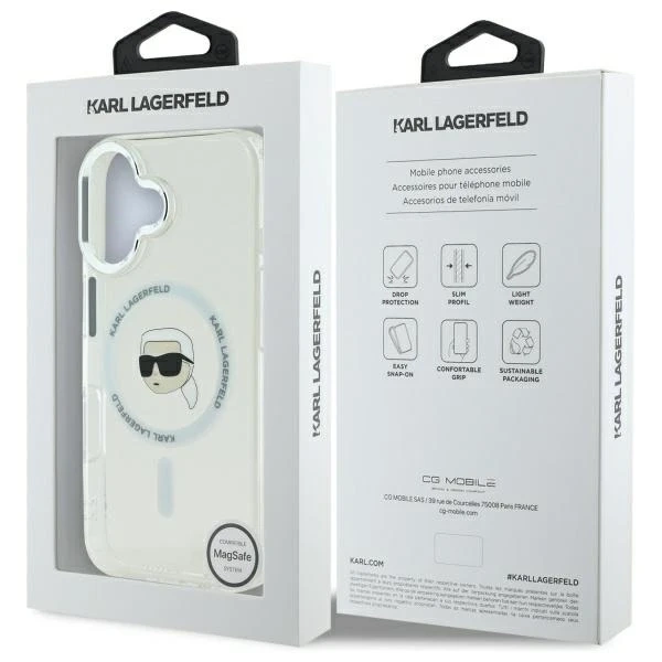 Чохол Karl Lagerfeld для iPhone 16 Plus 6.7" IML Metal Karl Head MagSafe White