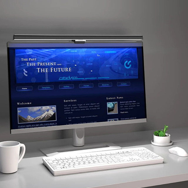 Lampe, LED-Schreibtischlampe über dem Monitor, Computer, LCD-Bildschirm, verstellbarer schwarzer Streifen