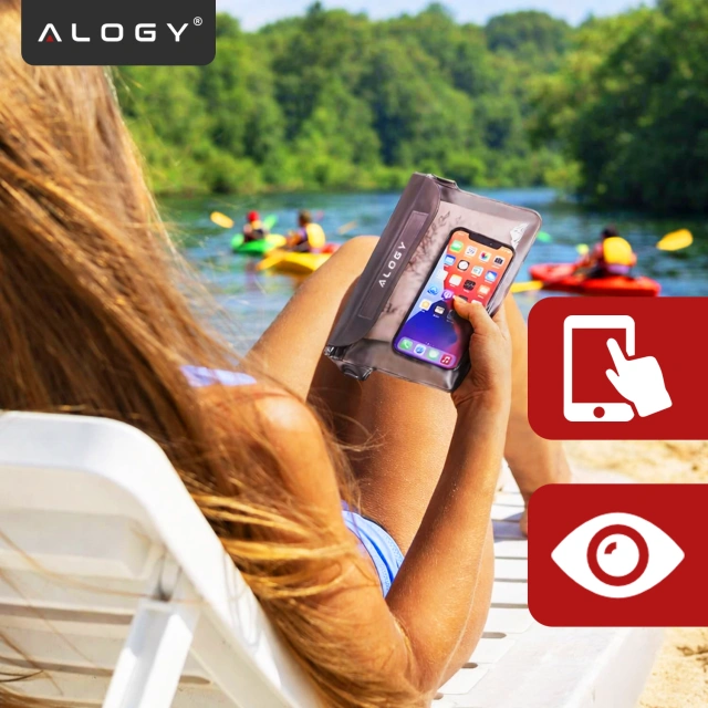 Waterproof case waist bag phone case water resistant 21.5x23.5cm Alogy Waterproof Black