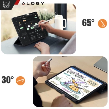 Ochranné puzdro s držiakom na stylus pre Apple iPad Air 13" 2024/2025, iPad Pro 12.9" 2018-2022, puzdro na tablet Alogy Book Cover Case, čierne