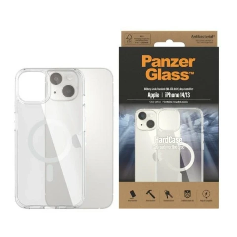 Tvrdé puzdro Etui PanzerGlass na iPhone 14 6,1" MagSafe Antibakteriálne vojenské priehľadné 0409