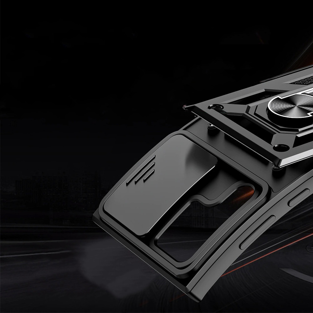 Броньований чохол з кришкою камери Alogy Camshield Stand Ring для Samsung Galaxy S22 Ultra чорний