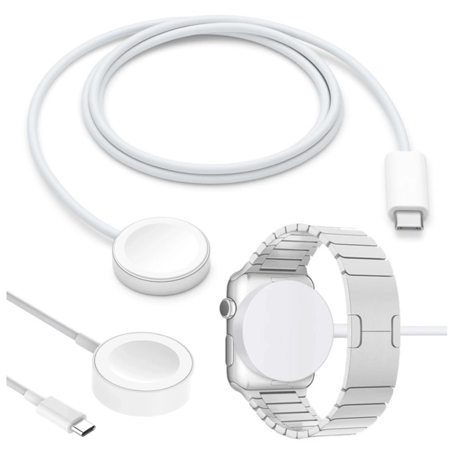 Alogy magnetický QI indukčný nabíjací kábel pre Apple Watch USB-C typ C 100cm 1M biely