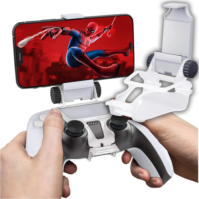 Držiak telefónu pre Gamepad pre Sony PlayStation 5 PS5 DualSense Clip mount White