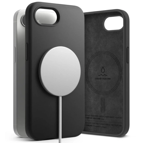 Etui Ringke Silicone Magnetic MagSafe für iPhone 16e Schwarz