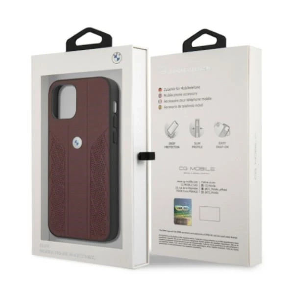 Etui BMW BMHCP12MRSPPR do Apple iPhone 12/ 12 Pro 6,1" pevné pouzdro Leather Curve Perforate