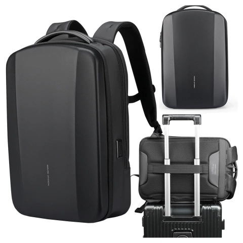 Mark Ryden 17.3" Laptop Backpack, USB Charging, Waterproof, Spacious and Practical, 180° Opening, Anti-Theft with TSA Lock and Suitcase Strap, 46x31x9 cm - Black