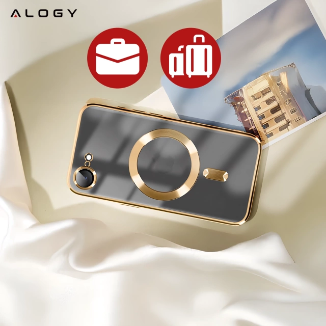 Чохол MagSafe для Apple iPhone 16 Pro Max Alogy Glamour Luxury Ring Housing Gold-Transparent