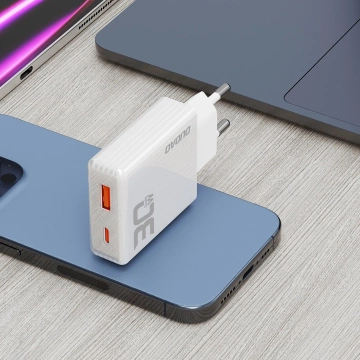 Dudao A30EU GaN nástěnná nabíječka 30W USB-A / USB-C - Bílá