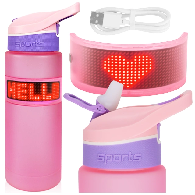 Alogy FitBottle™ 800ml Smart LED Drink Bottle with Display and Bluetooth Connectivity, Straw, Motivational, Reusable - Pink