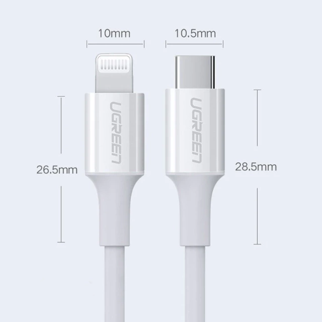 Ugreen Kabel USB Typ C - Lightning 3A 0,25 m weiß (US171)