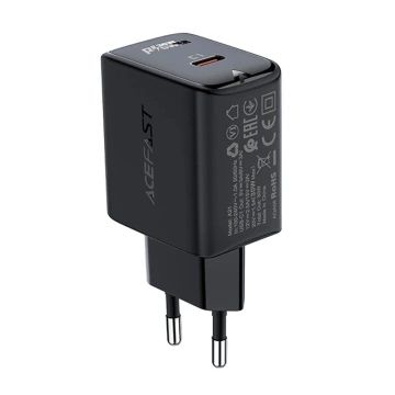 Nabíjačka do siete Acefast GaN 30W USB-C PD QC 3.0, čierna