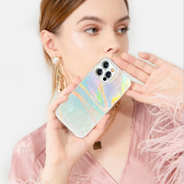 Kingxbar Shell Series luxury elegant case for iPhone 13 Pro pearl-blue