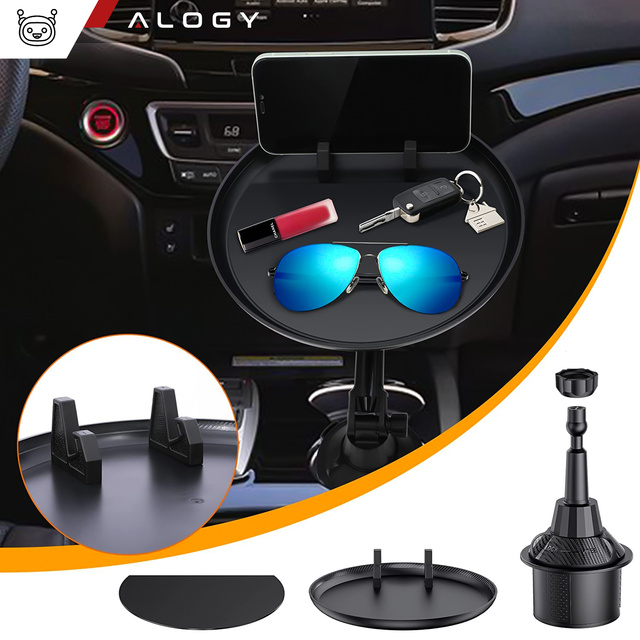 Cestovný podnos na stôl podnos do auta držiak telefónu držiak na jedlo do auta Alogy Cup Holder Black