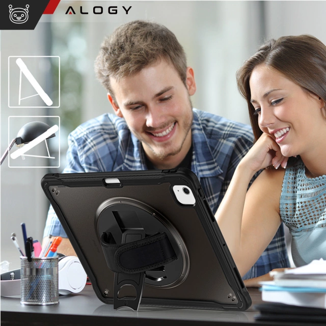 Pouzdro Alogy Pirate 360 Armored s držákem na pero pro Apple iPad Air 11" (2024, 2025) / Air 10.9" (2020, 2022) / Pro 11 (2018) - černé