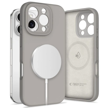 Tekutý silikónový obal Etui Tech-Protect MagSafe pre iPhone 16 Pro, sivý