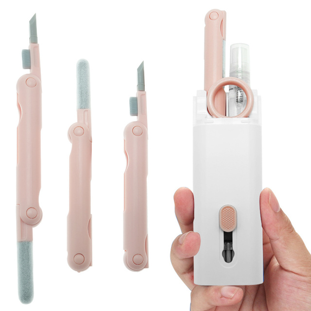 Cleaner Multifunkční čistící sada pro airpods 7v1 klávesnice Růžová a bílá