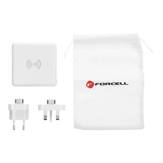 Forcell 4in1 Travel Charger 8000mAh QC3.0 USB-C Powerbank Induction