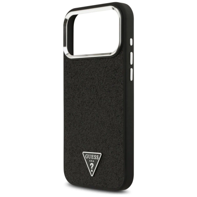 Etui do iPhone 17 Pro Max Guess Glitter Triangle Logo MagSafe Black