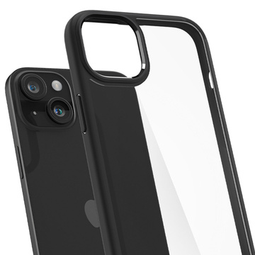 Puzdro pre iPhone 15 Plus Spigen Ultra Hybrid Case, čierny zadný kryt, matné čierne sklo