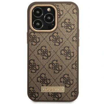 Etui Guess GUHMP14LU4GPRW für Apple iPhone 14 Pro 6,1" brązowy/brown Hard Case 4G Logo Plate MagSafe