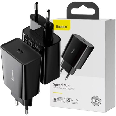 BASEUS Mini USB-C PD nabíjačka 20W čierna
