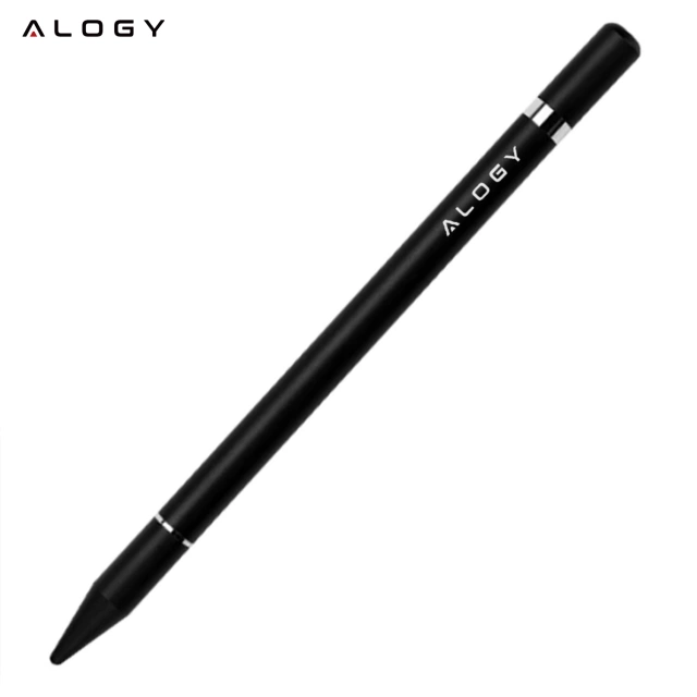 Kapacitné dotykové pero Alogy 2 v 1 pre obrazovku telefónu a tabletu s perom Čierne