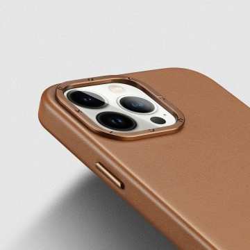 Dux Ducis Grit Ledertasche für iPhone 14 Pro Max Elegante Kunstlederhülle (MagSafe-kompatibel) Braun