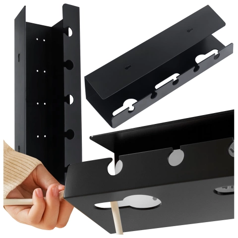 2-in-1 Under-Desk and Wall-Mounted Cable Organizer, 40 cm, with Adhesive Strip to Keep Your Desk Tidy, Alogy CableHold™ – Black