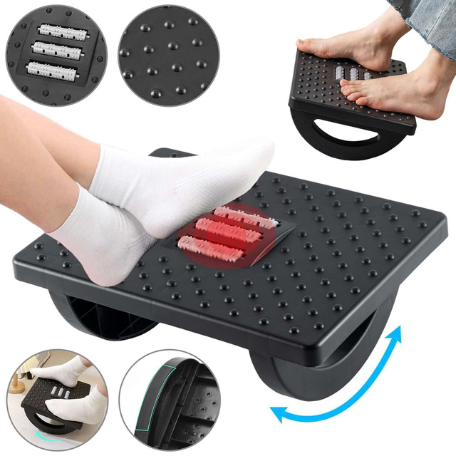 Офісна підставка для ніг ноги ноги масаж стоп для роботи в офісі регульований кут регулювання чорний