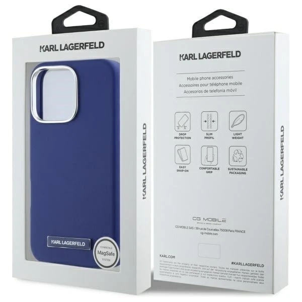 Karl Lagerfeld Hülle für iPhone 16 Pro Max 6,9" Blau MagSafe Hardcase FW Metallplatte
