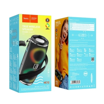 HOCO Głośnik Bluetooth HC12 Sport Czarny Przenośny LED RGB 1200 mAh 2×5W