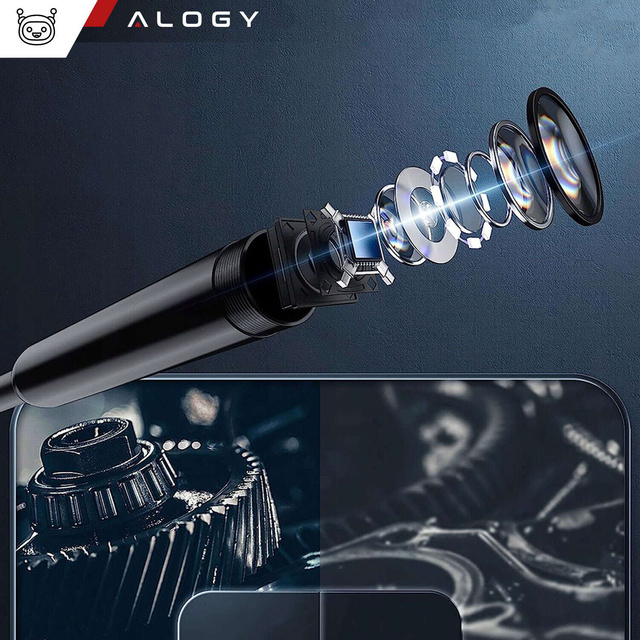 Alogy Duo Cam 1920 Full HD Lightning endoscope inspection camera for iPhone, USB-C, micro USB 3m 8mm black