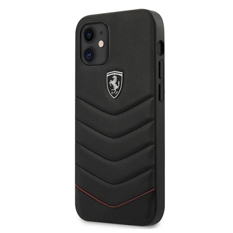 Puzdro na telefón Ferrari iPhone 12 mini 5,4" čierne/čierne pevné puzdro Off Track Quilted