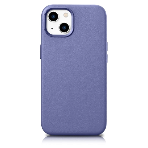 iCarer Case Leather Genuine Leather Phone Case for iPhone 14 Plus Light Purple (MagSafe Compatible)