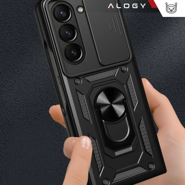 Hülle für iPhone 14 Pro Mag Safe Matt Case Cover matt Alogy Ring gepanzerte Handyhülle Schwarz
