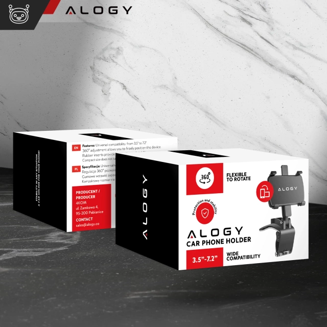 Alogy car holder for a phone up to 7.2 inches for a mirror cockpit black