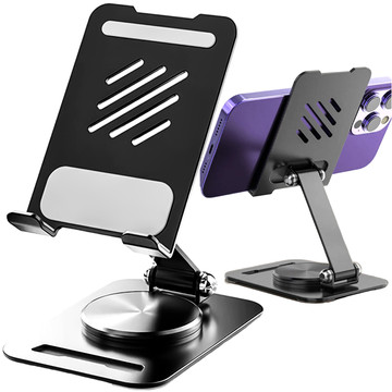 Holder Stand Tablet Stand Phone 12.9 Desktop Swivel Adjustable 360 ​​Desktop Aluminum Alogy Black