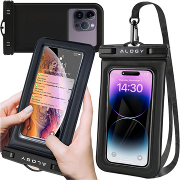 Vodotěsné vodotěsné pouzdro na telefon do 7,5" plovací do bazénu Kayak Case pouzdro na vodu Alogy Black