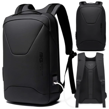 Bange wasserdichter Rucksack für 15,6-Zoll-Laptop, Stadtreisender, 45 x 30 x 16 cm, für Arbeit, Flugzeug, Herren, Damen, mit USB-Anschluss Schwarz