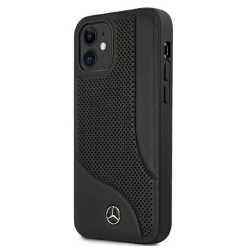 Mercedes MEHCP12SCDOBK protective case for Apple iPhone 12 Mini 5.4" black/black hardcase Leather Perforated Area