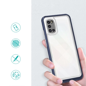 Clear 3in1 case for Samsung Galaxy A03s (166) gel cover with frame blue
