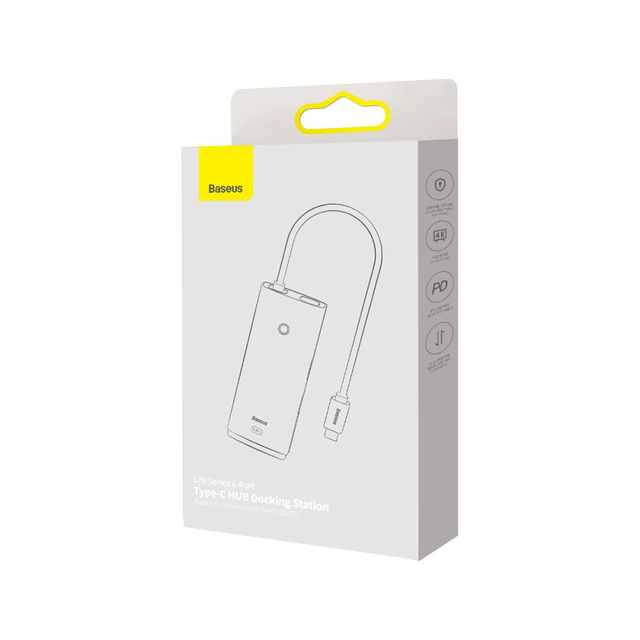 BASEUS LITE SERIES BS-OH020 NÁBOJOVÝ ADAPTÉR TYP-C 6-PORTOVÝ ČERNÝ