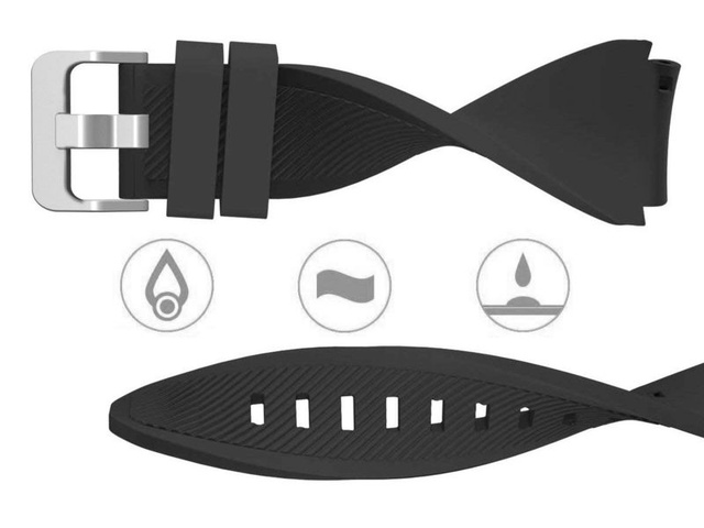 Rubber Sport Strap for Samsung Gear S3 / Watch 46mm Carbon Black (22mm)