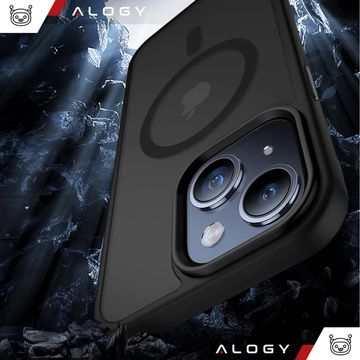 Чохол для iPhone 15 Plus MagSafe Matt Case Cover Matte Alogy Ring Armored Phone Case Black
