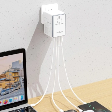 Adapter Podróżny Dudao A65Pro 65W 4xUSB EU UK US JP AUS Biały