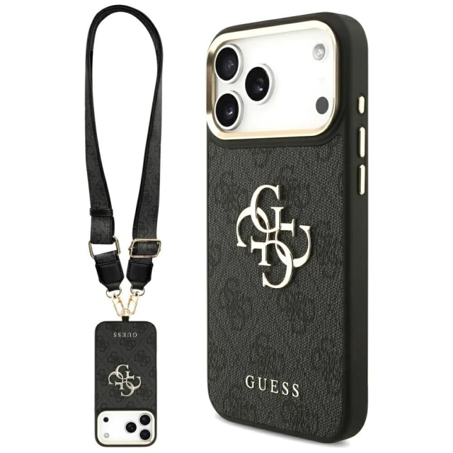 Etui Guess 4G Big Classic Logo Big Strap Metal Buttons do iPhone 17 Pro Max Czarny
