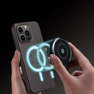 Kožený kryt Dux Ducis Naples na iPhone 13 Pro (kompatibilný s MagSafe) tmavo hnedý