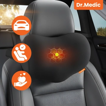 Masážny vankúš do opierky hlavy v aute – ergonomická opora hlavy, krku a zátylku, elektrický vibračný masážny prístroj pre vodiča a spolujazdca – Dr.Medic RelaxDrive™